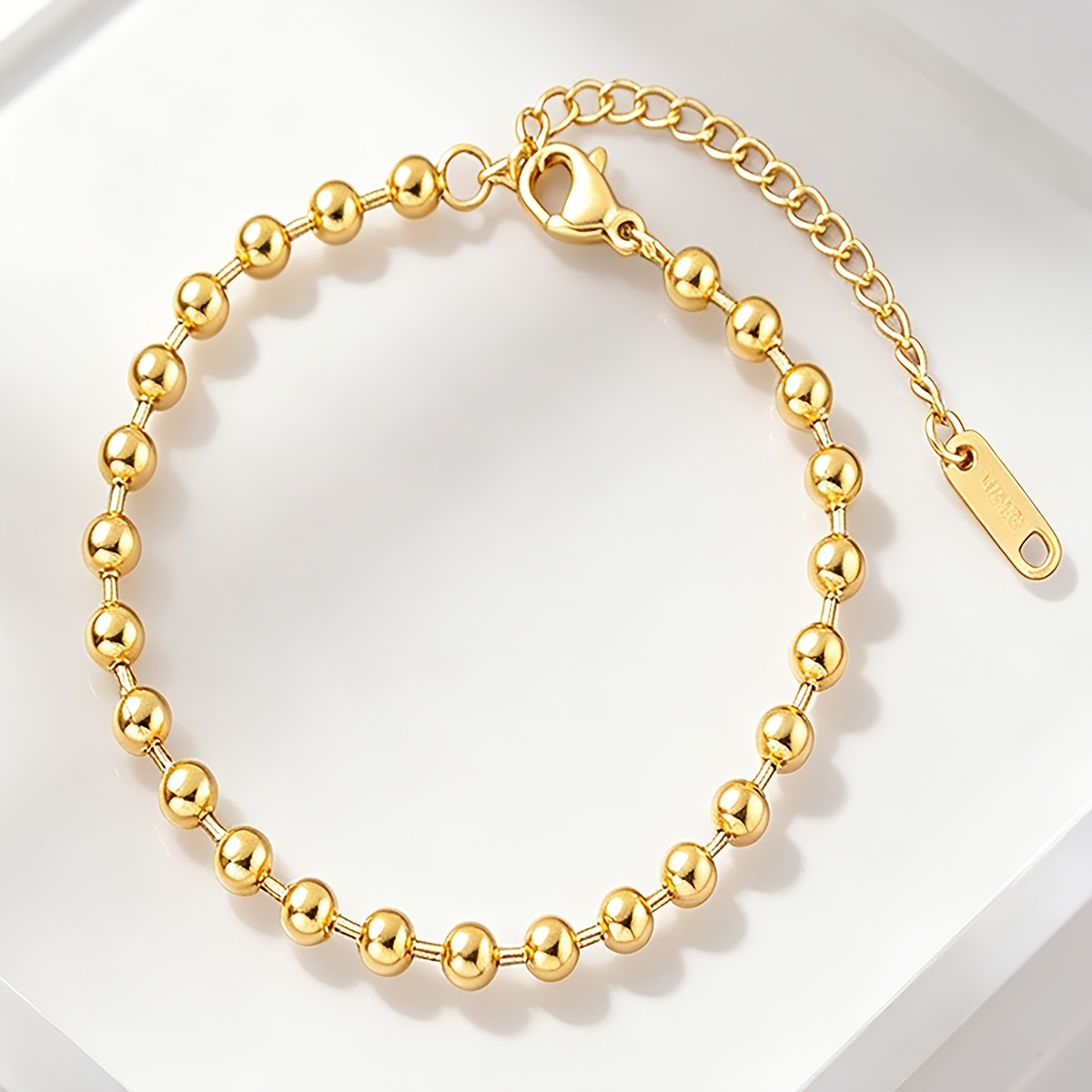 Minimalist 18k Gold Plated Beaded Pendant Bracelet, Unisex
